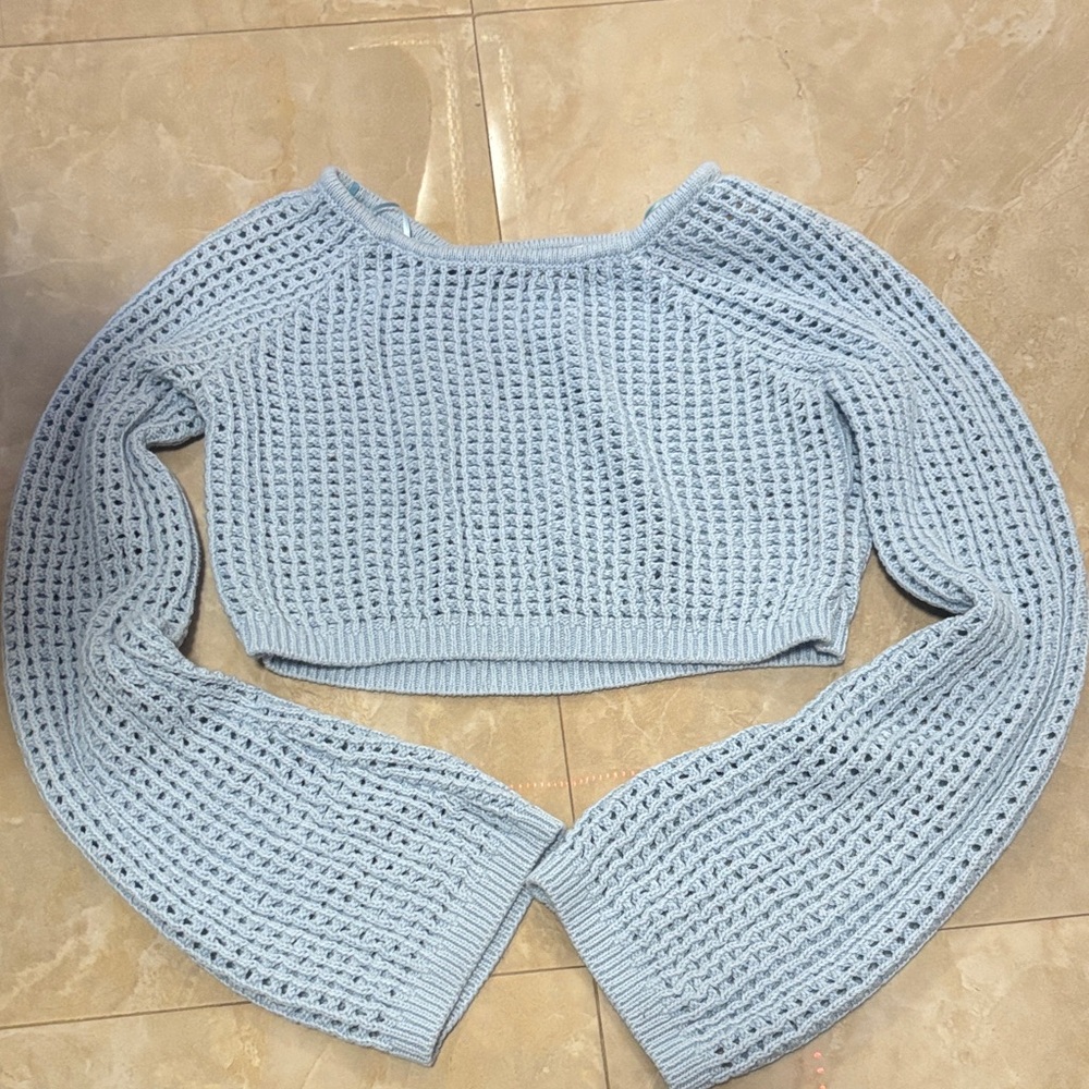 La Hearts Sky Blue Cropped Sweater